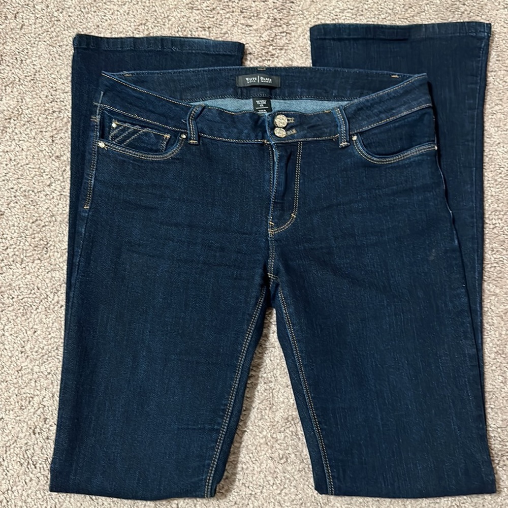 White House Black Market Dark Wash Skinny Flare Leg Jeans - Size 6R